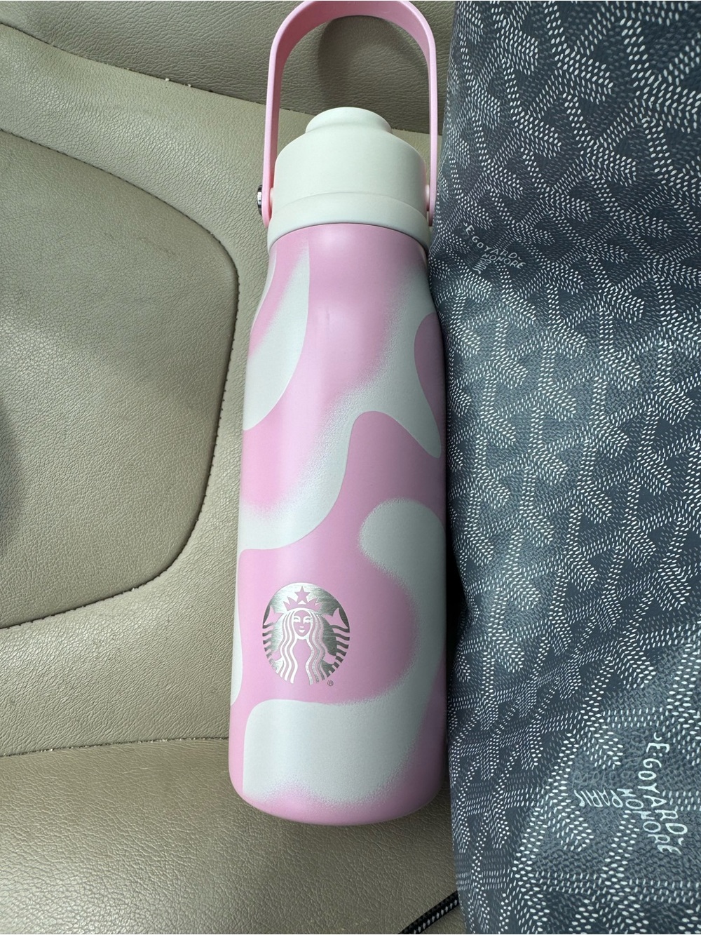 Starbucks Pink & White swirl Stainless Water Bottle